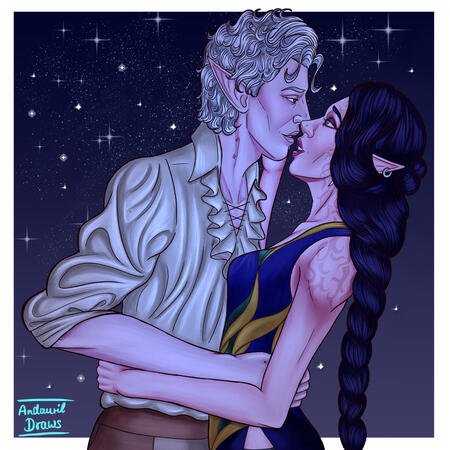 Halfbody Illustration, Couple