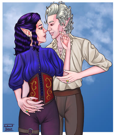 Halfbody Illustration, Couple